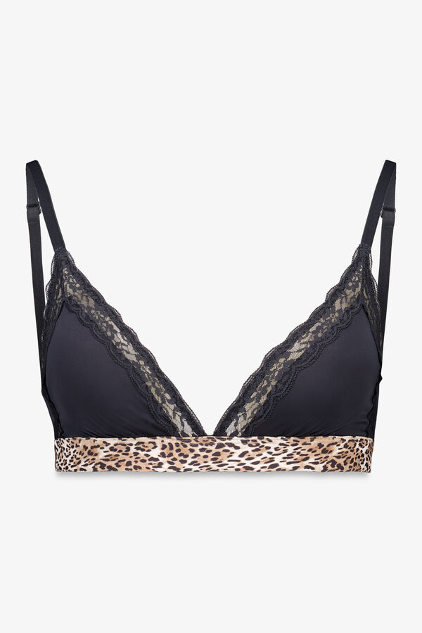 Women'secret PRIRODNI crni trouglasti grudnjak sa životinjskim printom Print