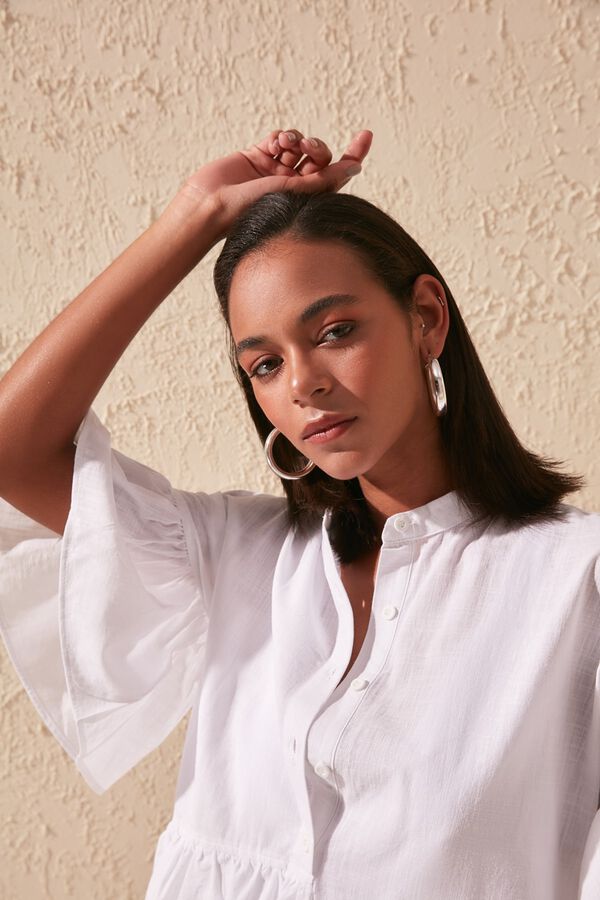 Trendyol Vestido curto camiseiro com folhos branco