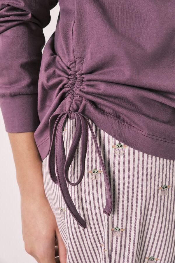 Women'secret Pamučna duga pidžama Grogu Ljubičasta