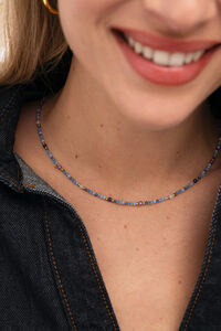 Singularu Collar Glam Azul Acero Ba&ntilde;o Oro