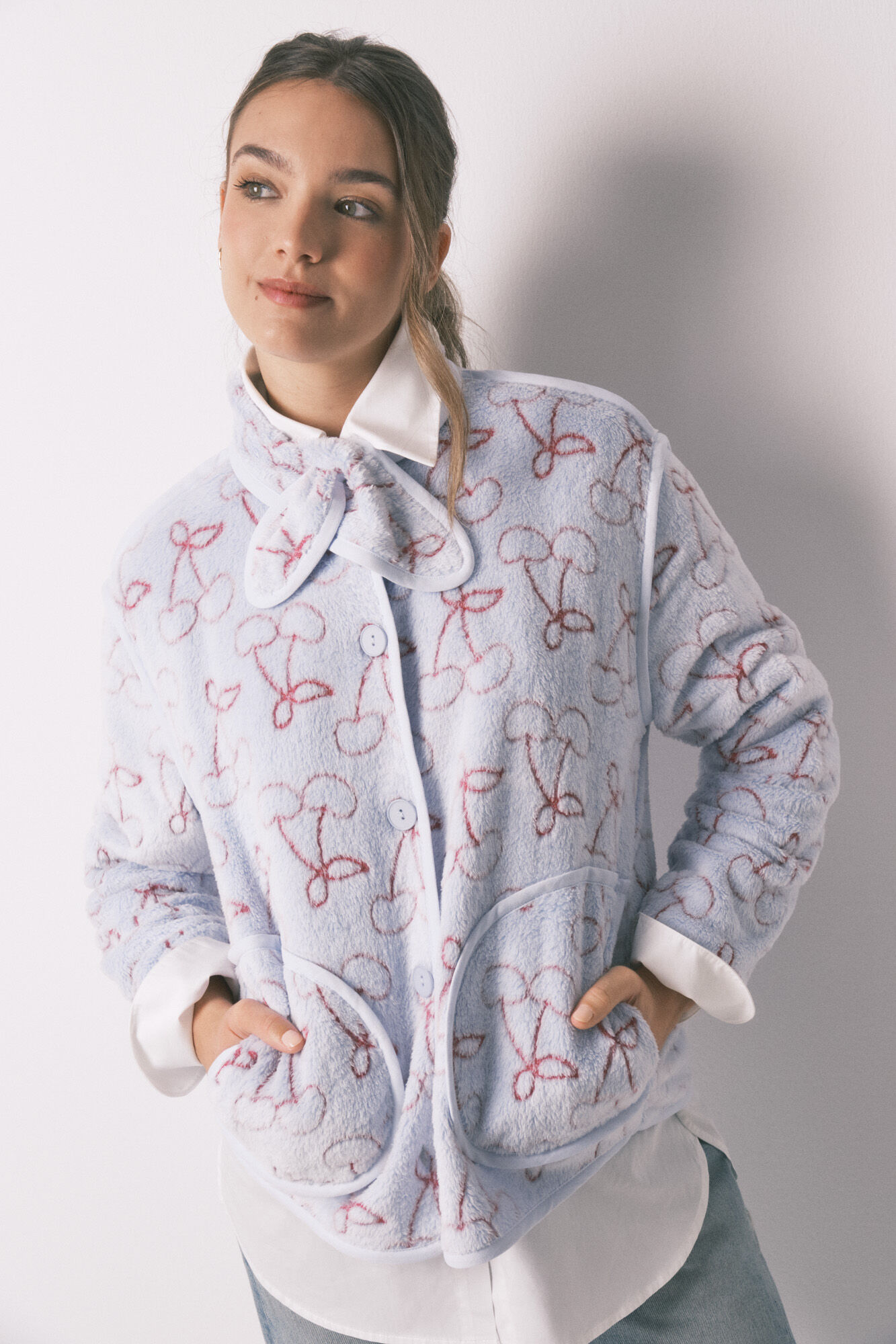 Women'secret Flisani kućni ogrtač sa žakardnim krznom