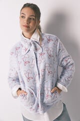 Women'secret Flisani kućni ogrtač sa žakardnim krznom Plava