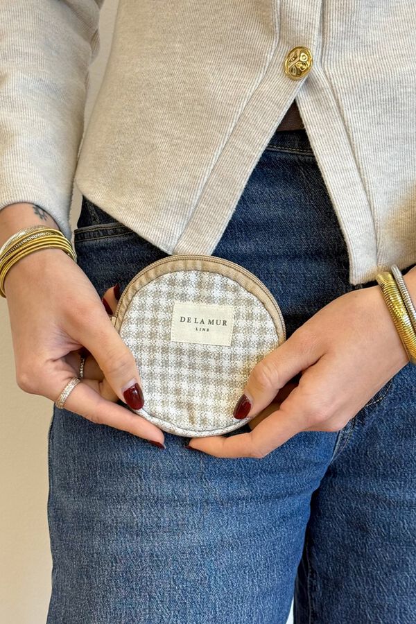 De La Mur Smeđi okrugli novčanik za kovanice Bež