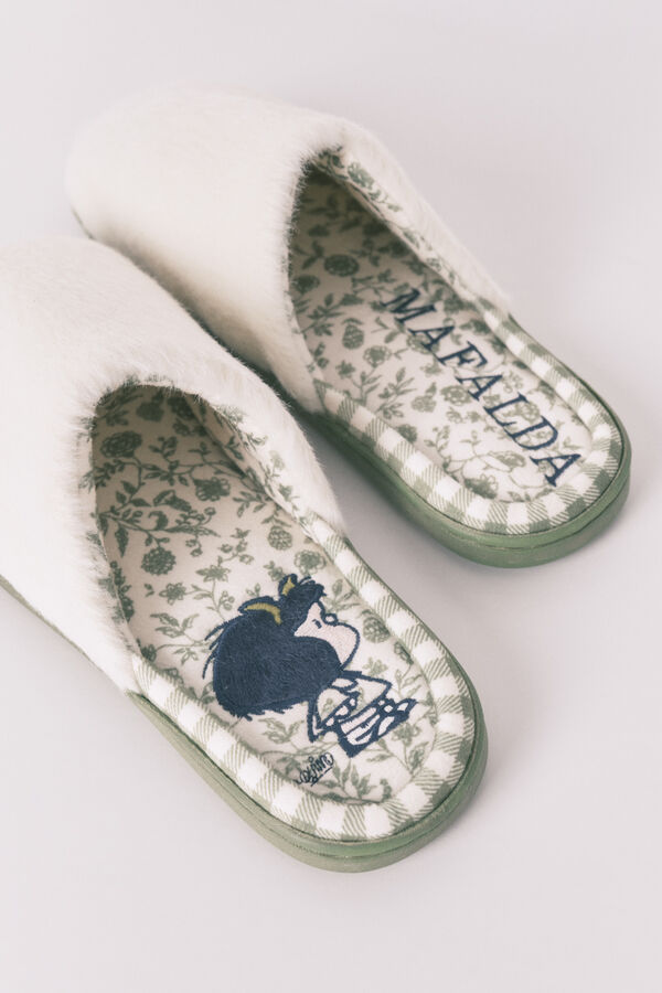 Women'secret Mafalda bijele zatvorene papuče  Bež