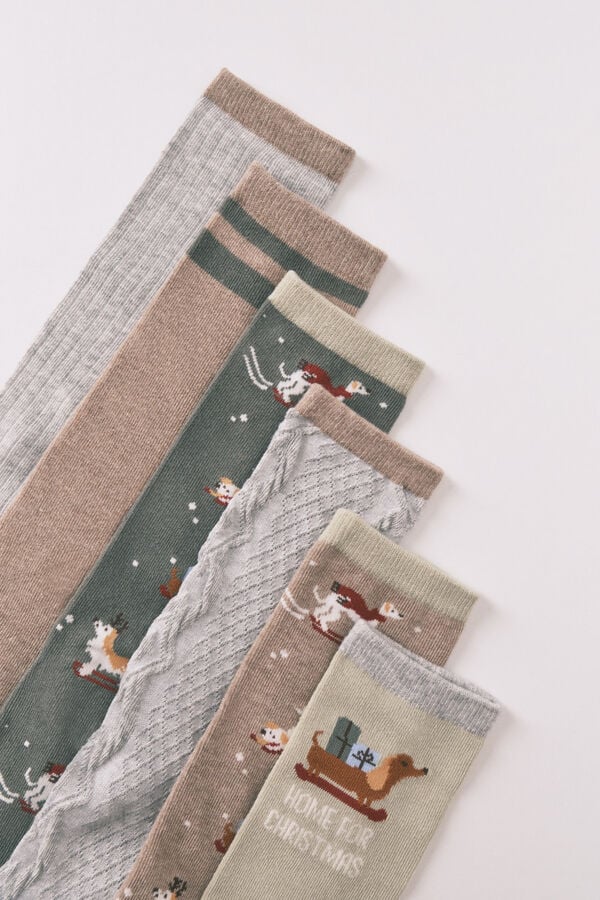 Women'secret Paket od 6 dugih pamučnih čarape za pse   Zelena