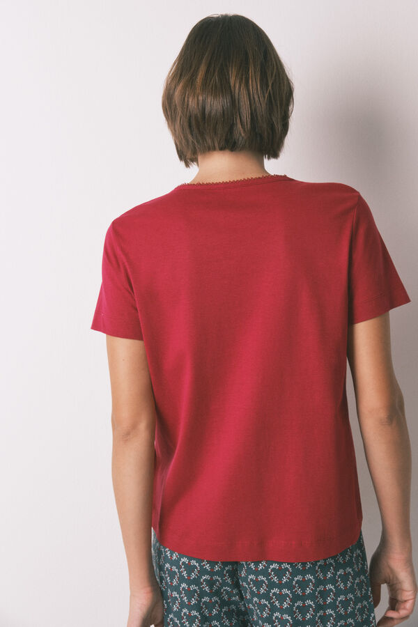 Women'secret Majica kratak rukav crvene boje od 100% pamuka Crvena