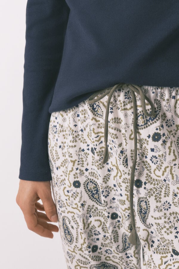 Women'secret Pamučne duge pantalone sa Paisley dezenom Print