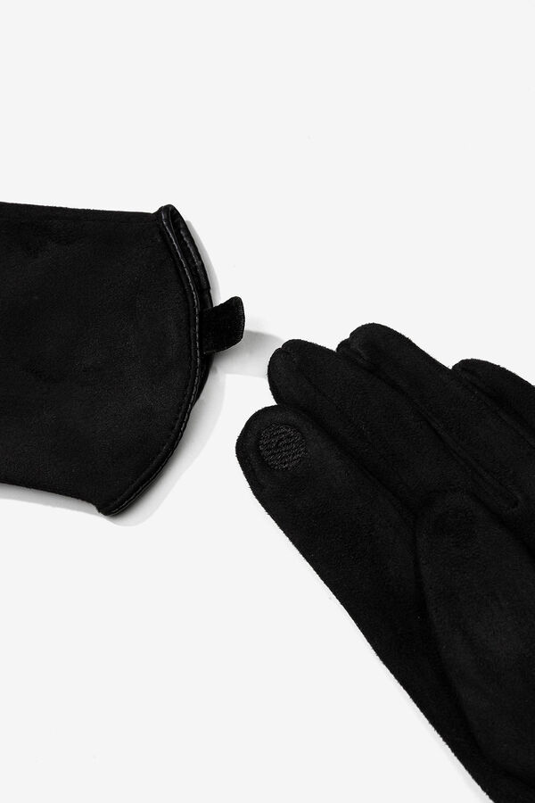 Vilanova Guantes efecto terciopelo muy suaves al tacto. Pantalla t&aacute;ctil para usar el tel&eacute;fono con guantes. black