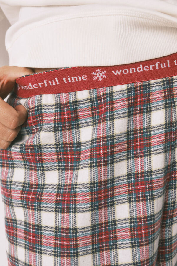 Women'secret Duga pidžama 100% pamuk karirana Bež