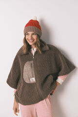 Women'secret Pončo kratki kućni ogrtač od ovčije kože sa pončom i Snupijem Braon