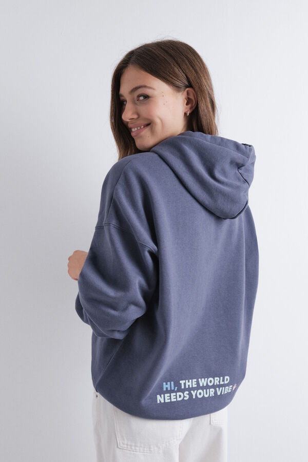 HI&BYE Sudadera capucha felpa azul  azul