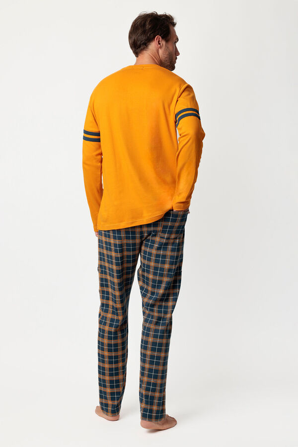 Admas Pijama largo cuadros Paddington para hombre amarillo