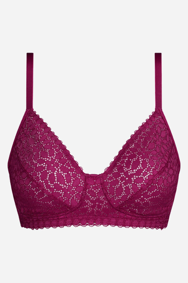 DIM Sujetador sin aro de encaje floral morado/lila