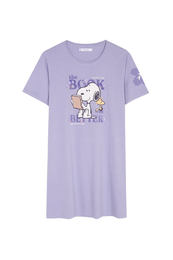 Womensecret Camisón 100% algodón lila Snoopy morado/lila