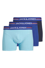 Jack & Jones Pack 3 cuecas azuis de algod&atilde;o azul