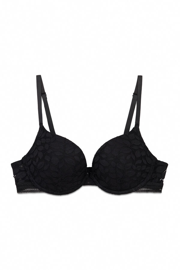 Women'secret GORGEOUS crni čipkasti push-up grudnjak Crna