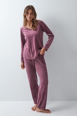 Pijama largo granate