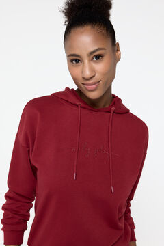 Only Play Sudadera granate con capucha y cordones ajustables rojo