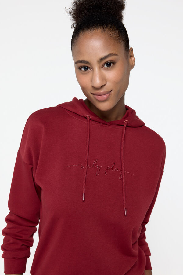 Only Play Sudadera granate con capucha y cordones ajustables rojo