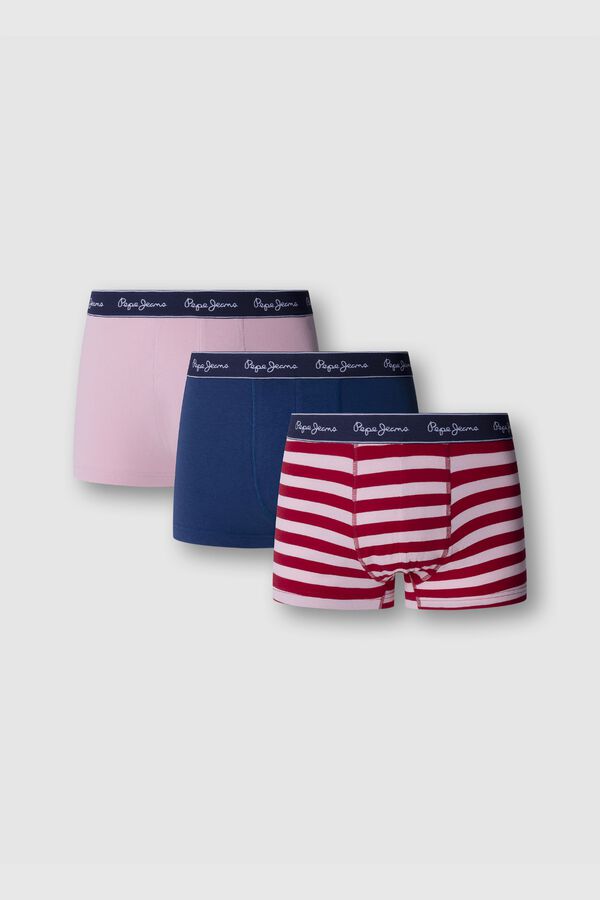 Pepe Jeans Pack 3 boxer liso y rayas rojo