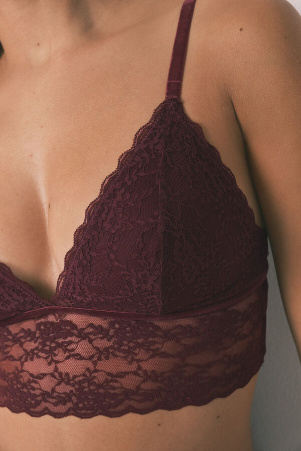 Women'secret BRALETTE GRUDNJAK bordo čipka trouglasti brusnik Bordo