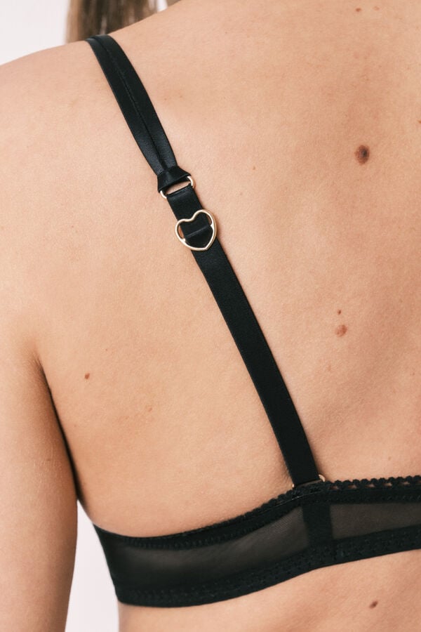 Women'secret Crni tilni vezeni klasičan grudnjak BEAUTIFUL Crna