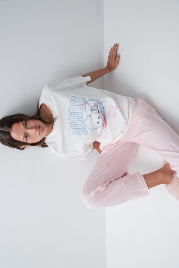 Women'secret Roze duge pantalone na pruge Roze