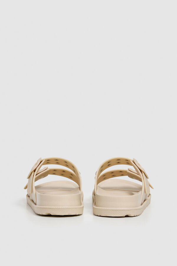 Pepe Jeans Sandalia doble tira tachas marfil