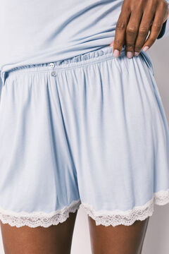 Women'secret Plava viskozna kratka pidžama mekana na dodir