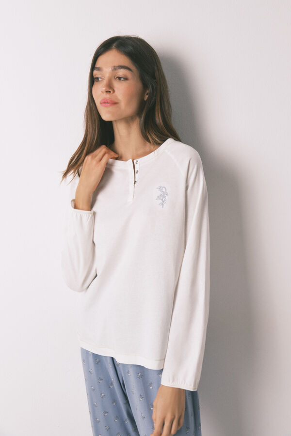 Women'secret Duga pidžama sa cvetnim pantalonama Bež