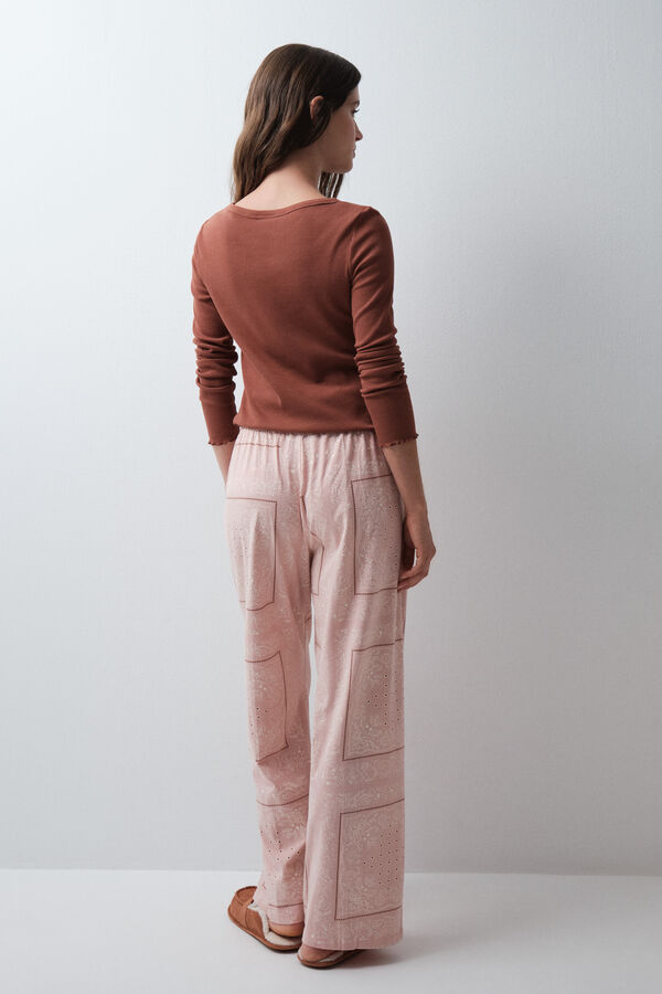Women'secret Roze pamučne duge pantalone sa bandanom Roze