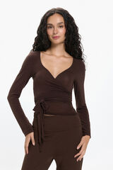 Pieces Long sleeve T-shirt Braon