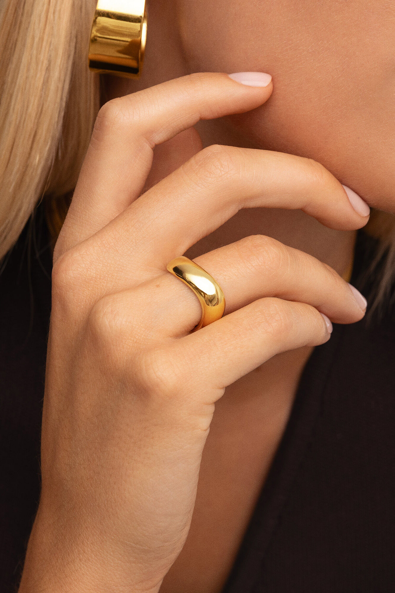 Singularu Anillo Tina Acero Ba&ntilde;o Oro 12