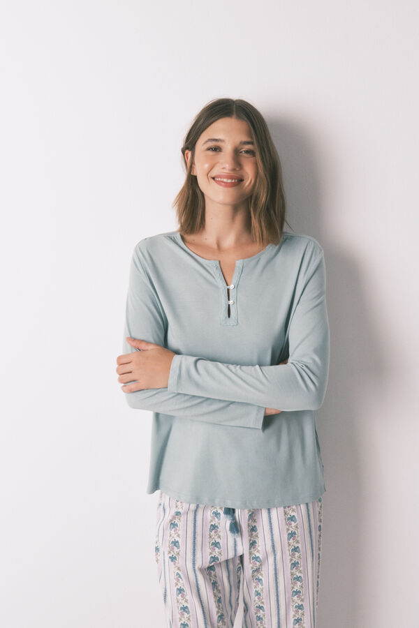 Women'secret T-shirt verde 100% algod&atilde;o de manga manga verde