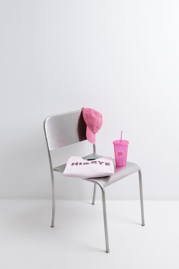 HI&BYE Copo de pl&aacute;stico com canudo e vinho integrados vermelho