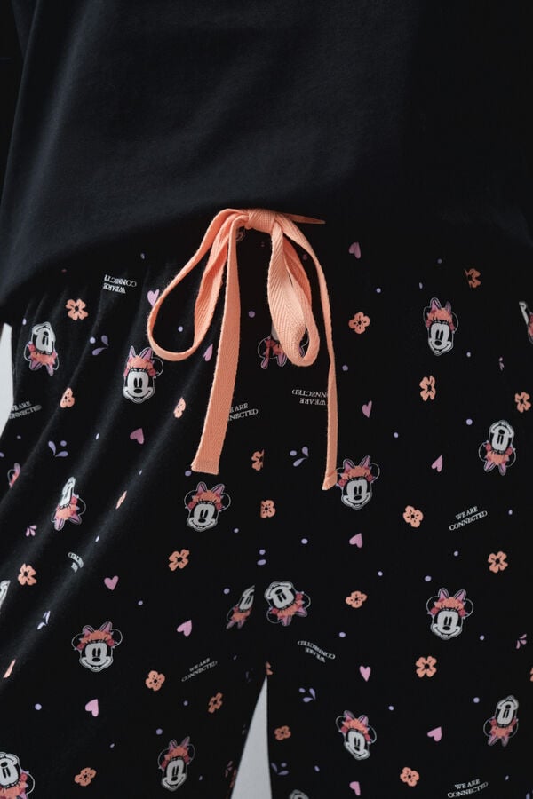 Women'secret Minnie Halloween duga pamučna pidžama Crna