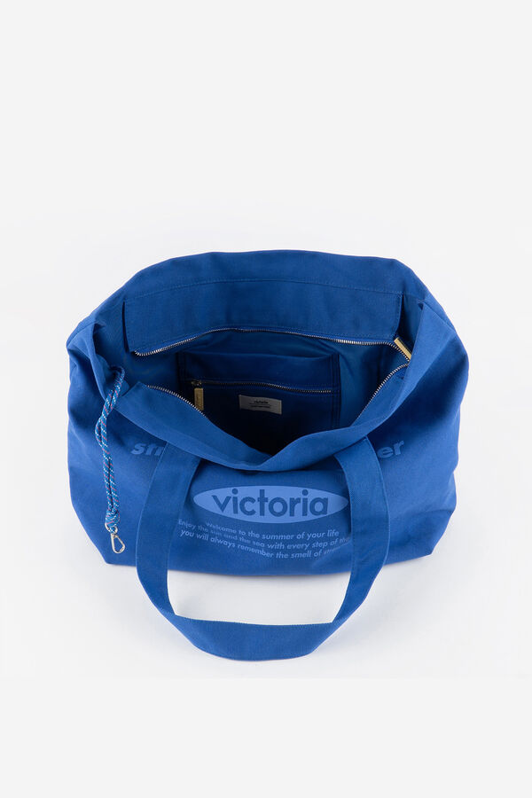 Victoria Bolso shopper algod&oacute;n doble asa azul
