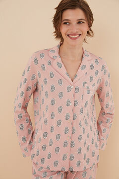 Womensecret Pijama camisero 100% algodón boho rosa rosa