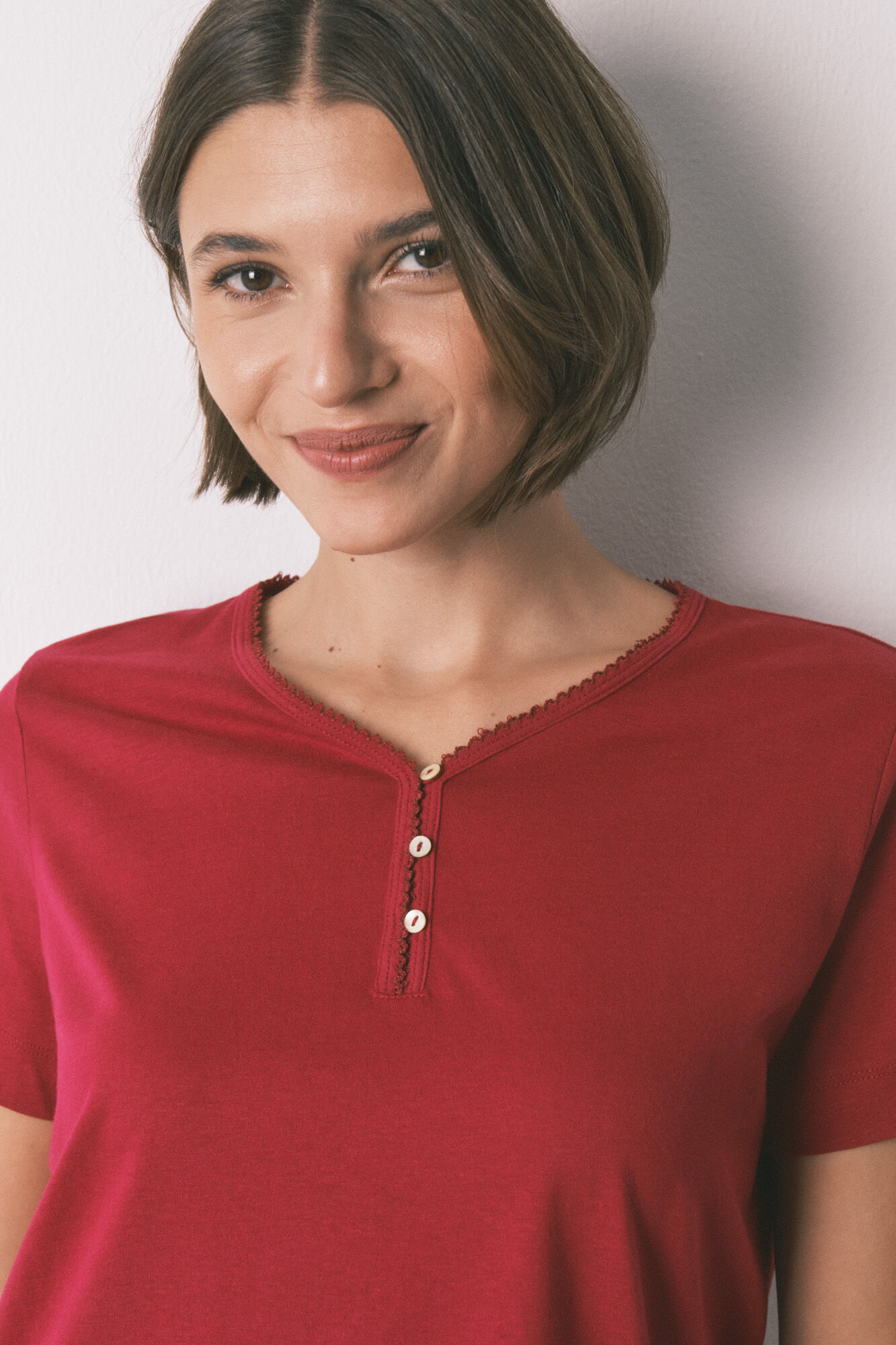 Women'secret Majica kratak rukav crvene boje od 100% pamuka