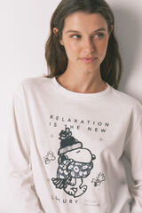 Women'secret Duga pidžama sa Snupijem od 100% pamuka Bela