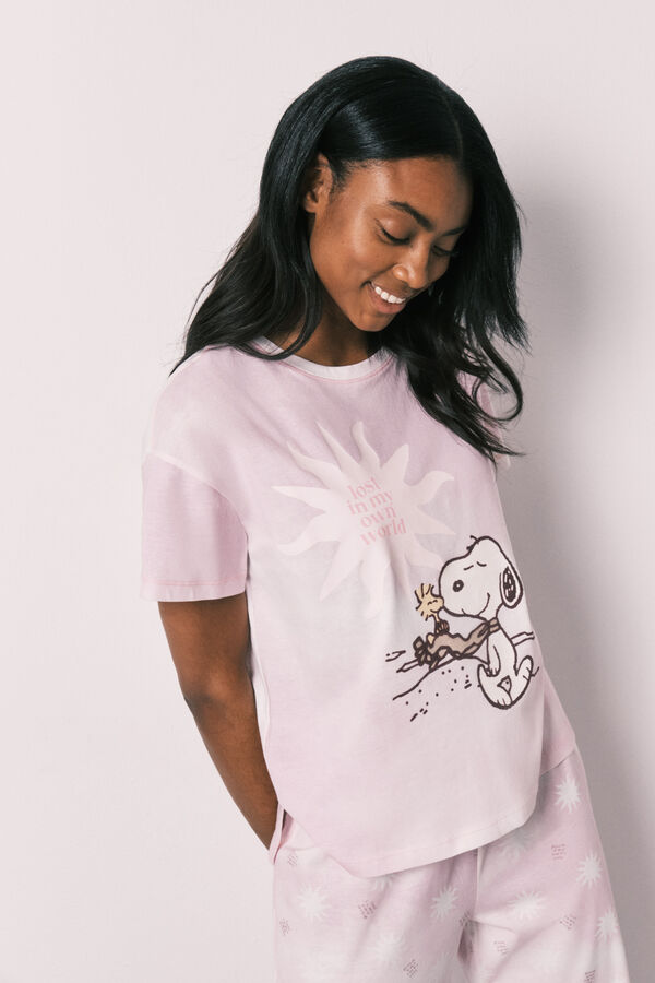 Women'secret Snoopy pamučna kapri pidžama Roze