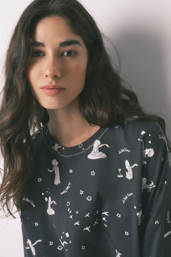 Women'secret Siva 100% pamučna duga pidžama El Principito Siva