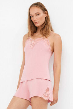 Gisela Pijama curto com detalhes de renda