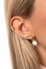 Womensecret Gold Smiley White Enamel Hoop Earrings imprimé