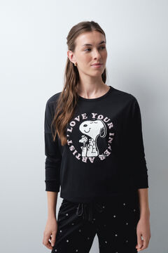 Women'secret Tamno siva pamučna duga pidžama Snoopy