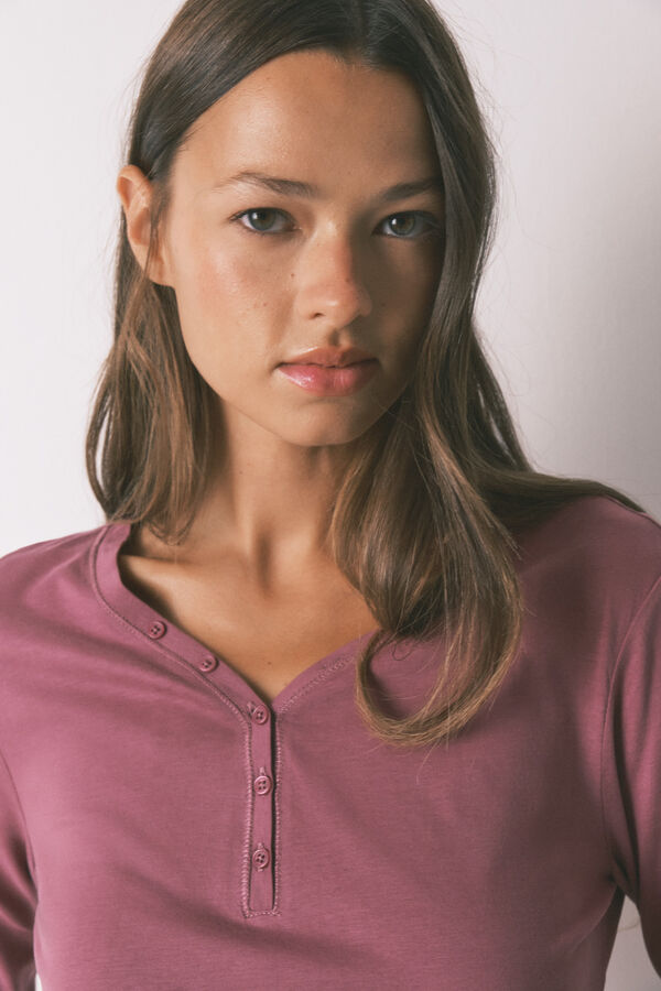 Women'secret Majica dugi rukav od četkanog pamuka bordo boje Bordo