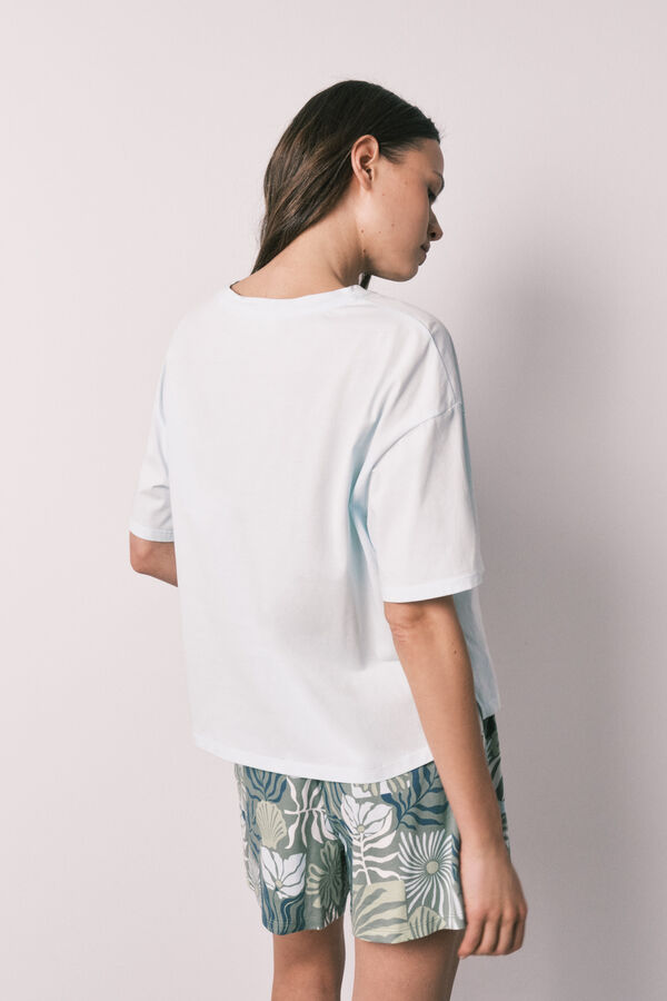 Women'secret Plava kratka pidžama sa kratkim rukavima Stitch Plava