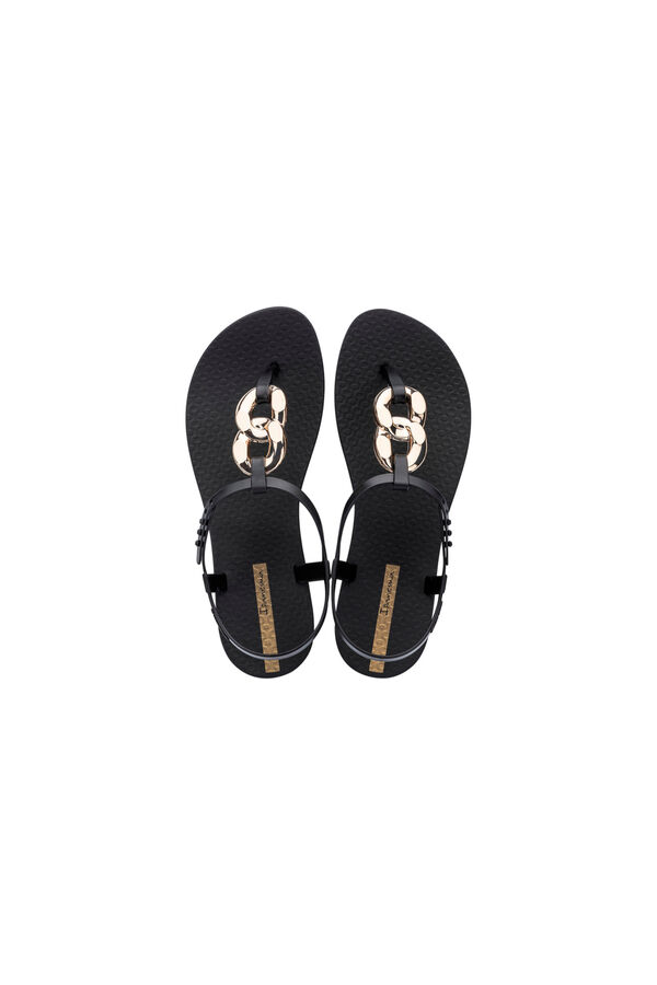 Ipanema Sand&aacute;lia de tiras em T com corrente preto