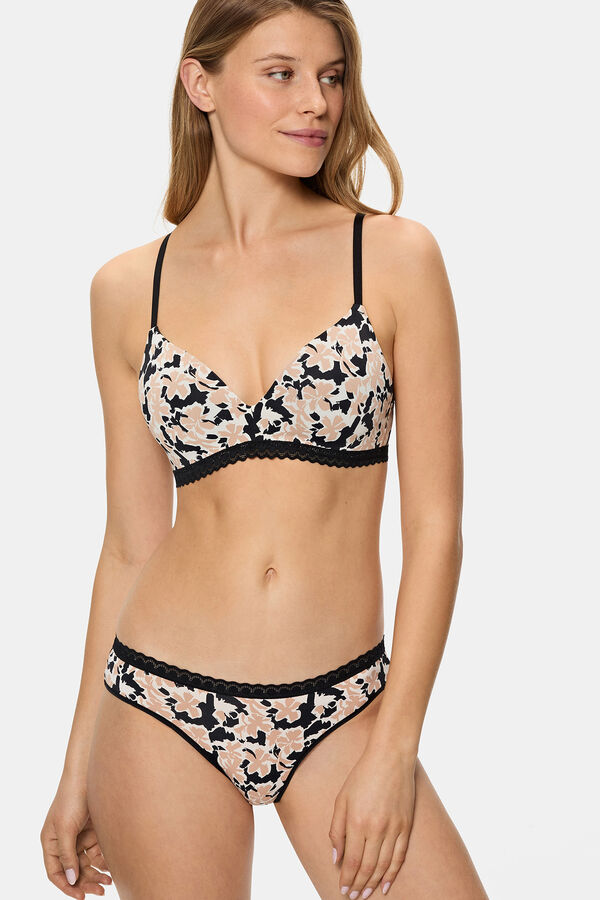 DIM Braga cl&aacute;sica de microfibra print flores estampado