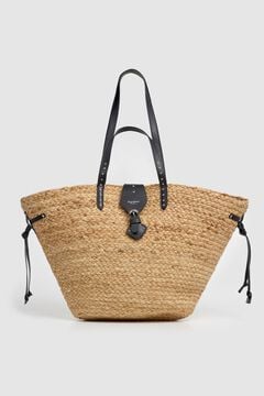 Pepe Jeans Mala tote de praia em r&aacute;fia com tachas